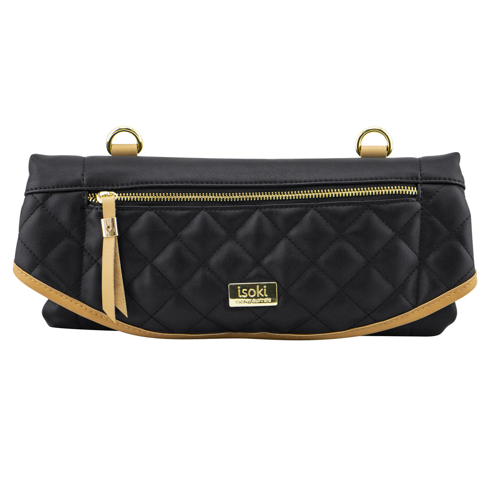 Isoki: Adelaide Change Mat Purse - Black/Tan Quilted