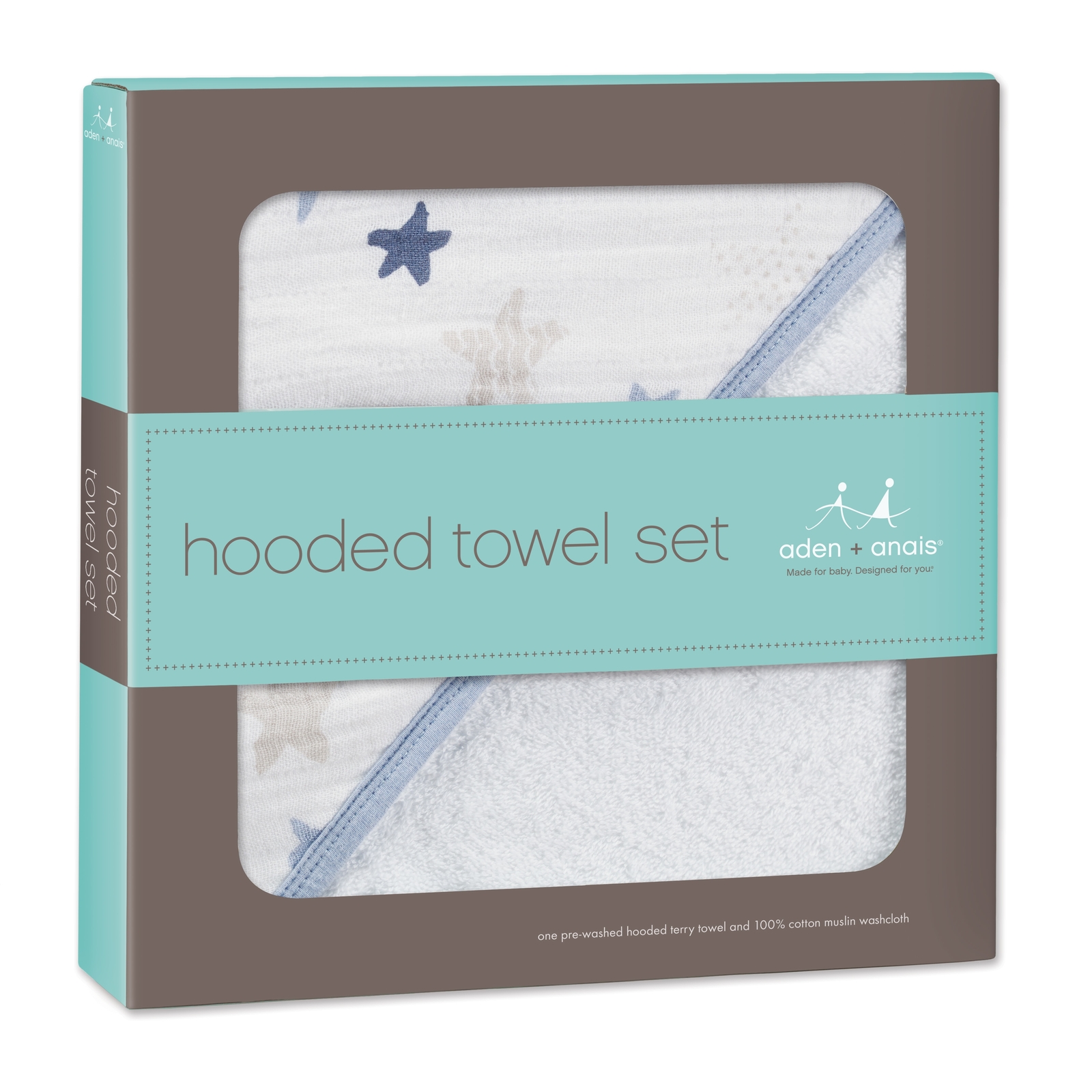 Aden + Anais: Muslin-Backed Hooded Towel Set - Rock Star image