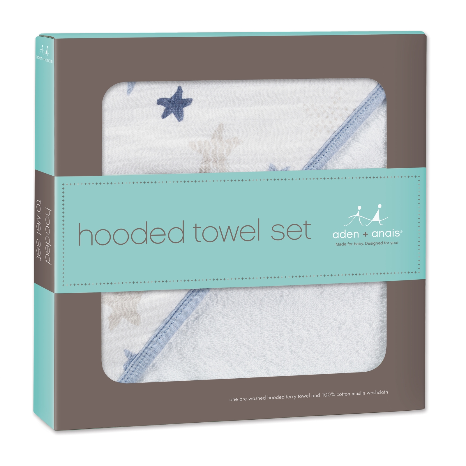 Aden + Anais: Muslin-Backed Hooded Towel Set - Rock Star