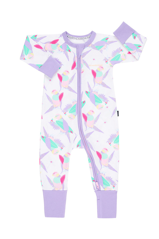 Bonds Zip Wondersuit Long Sleeve - Surfing Bird White (6-12 Months)