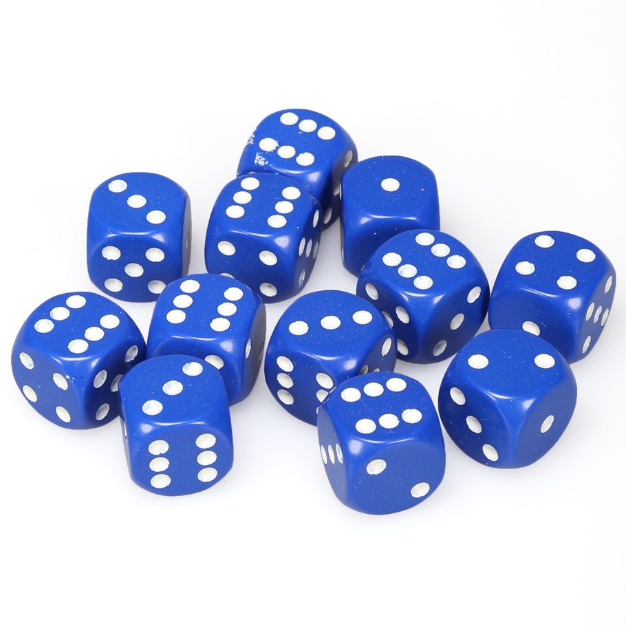 Chessex: D6 Opaque Cube Set (16mm) - Blue/White image