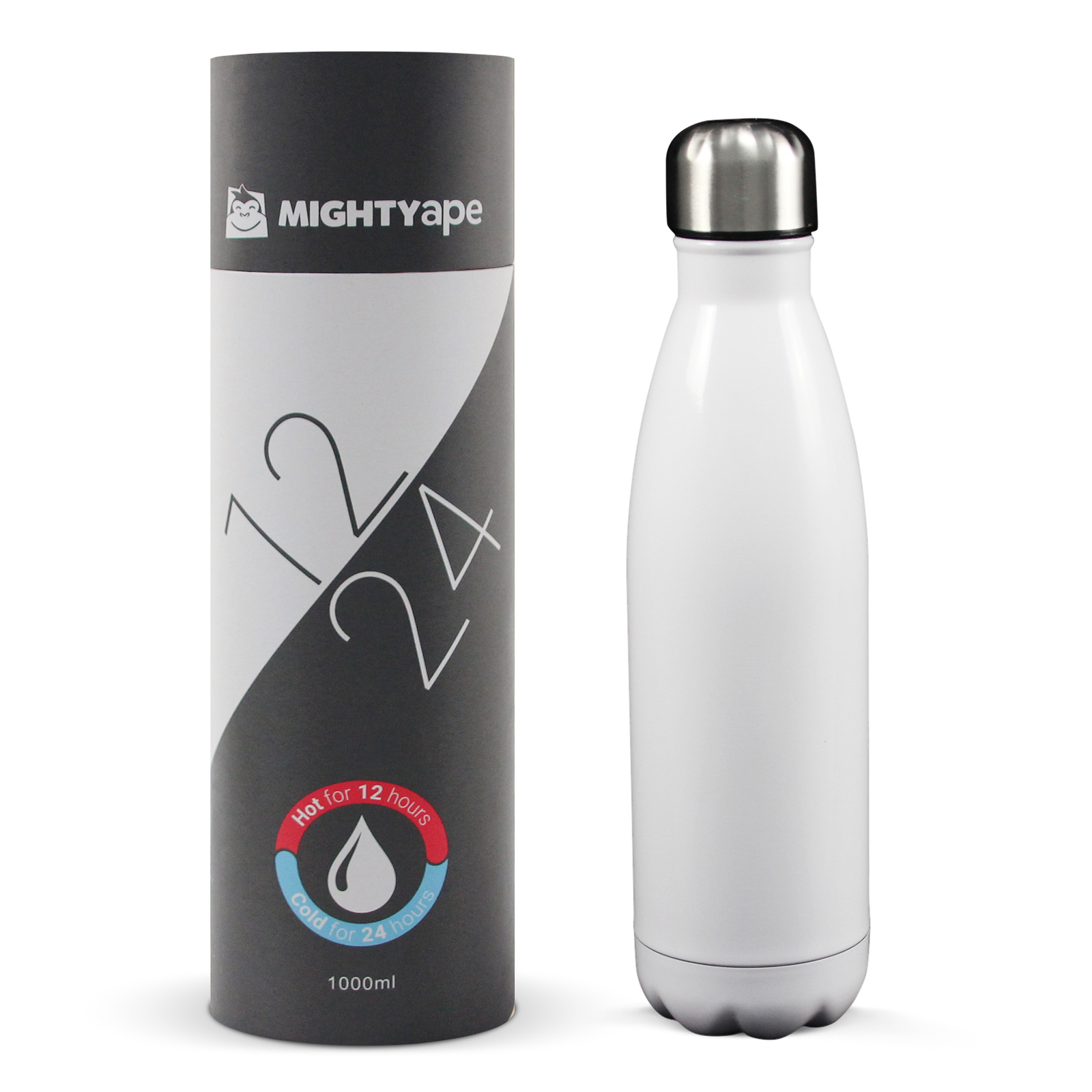 Insulated Stainless Steel Bottle 1L Gloss White image