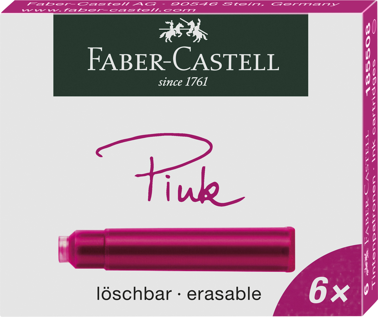 Buy FaberCastell Fountain Pen Ink Cartridge Pink (6 Pack) at Mighty Ape NZ