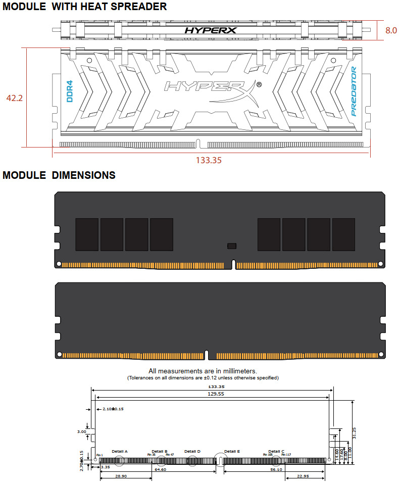 hyperx predator dimensions