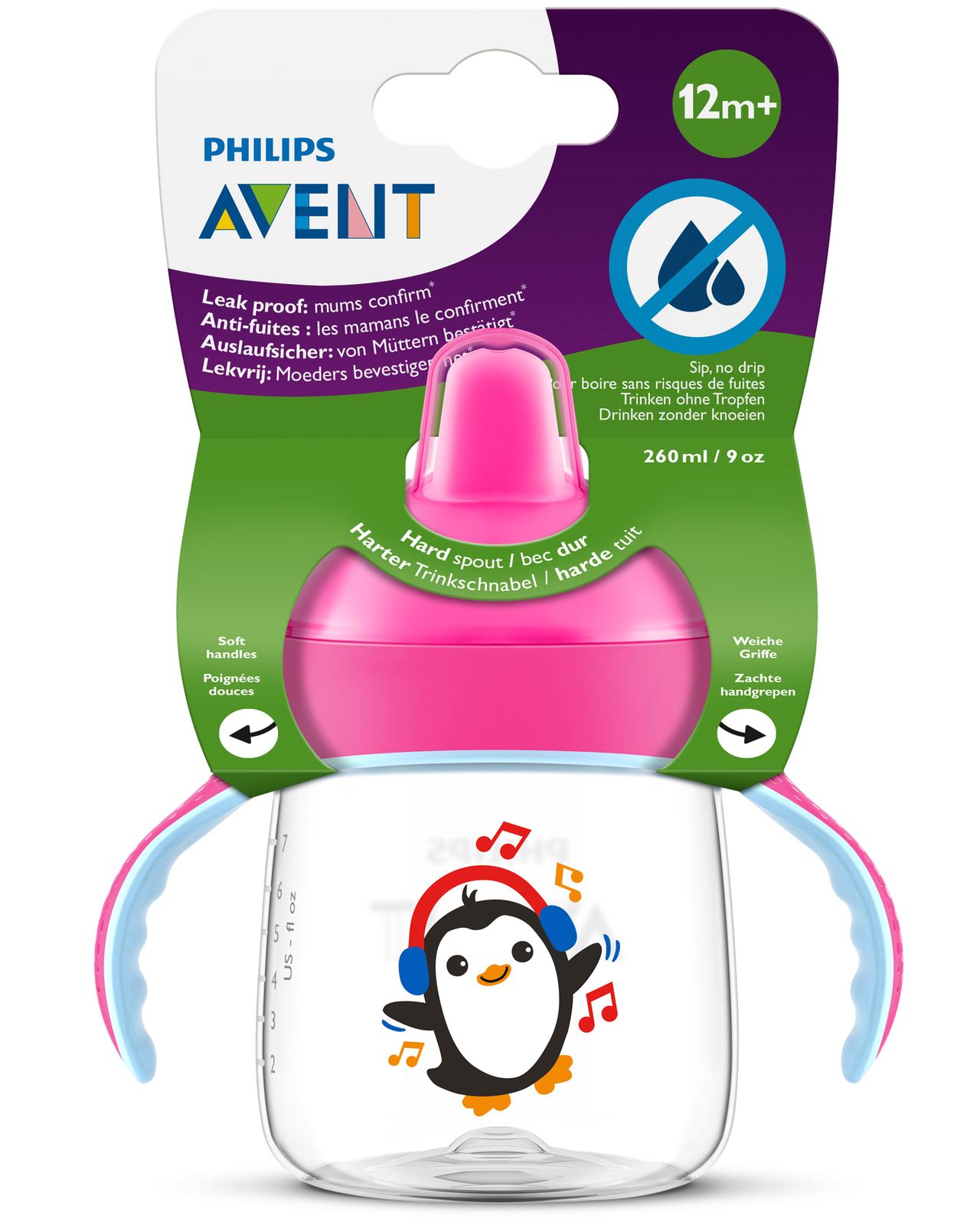 Avent: Sip No Drip - Pink (260ml)