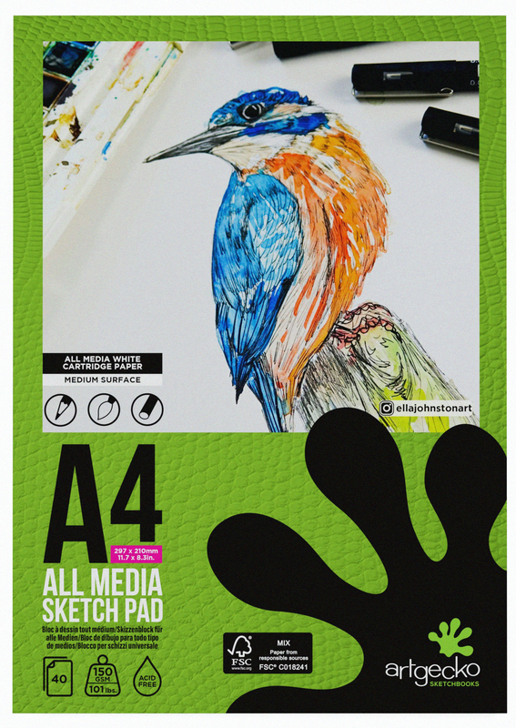 Buy Artgecko Pro All Media Sketchpad A4 40 Sheets 150gsm White Paper at