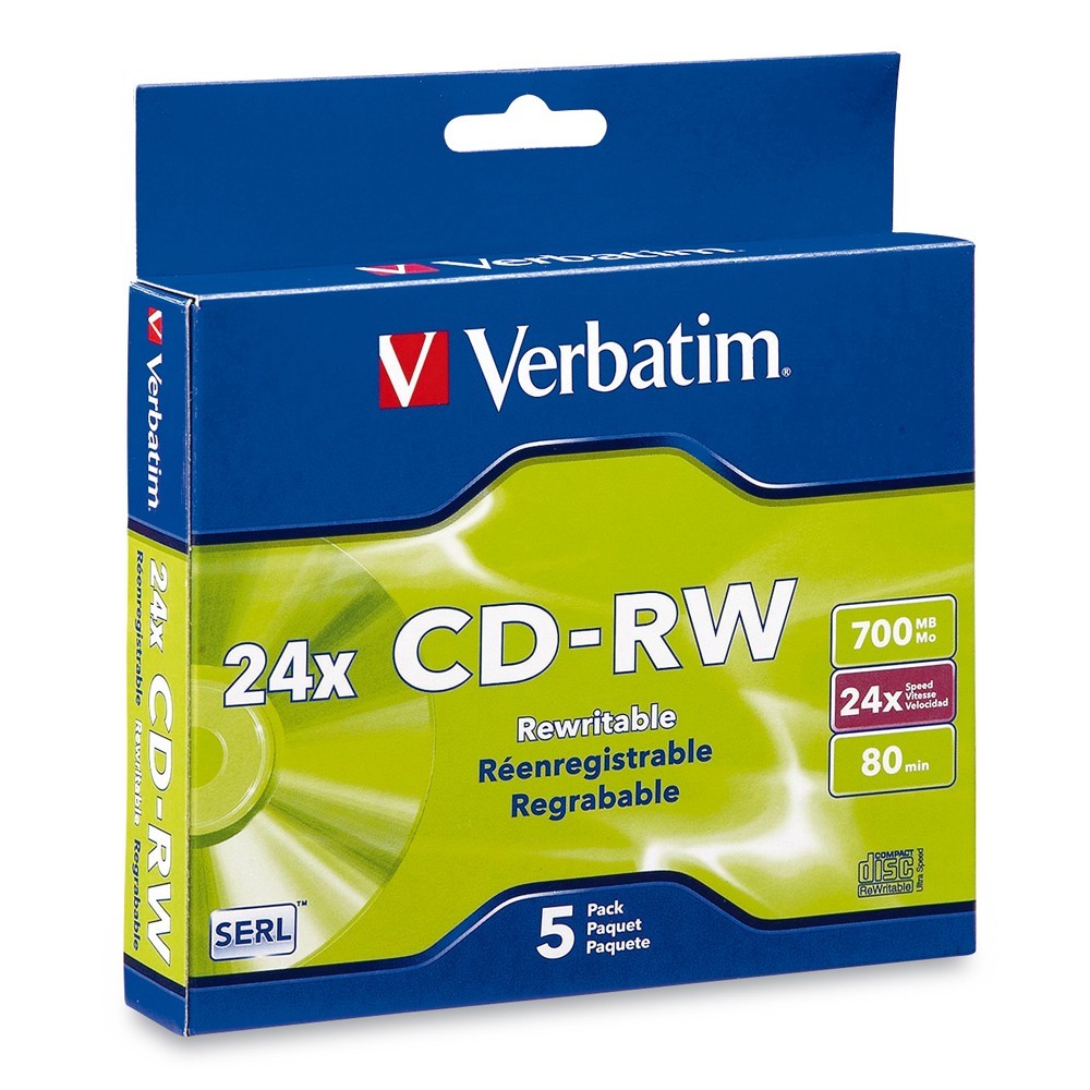 Verbatim CD-RW 700MB Slim 16-24x Ultra Speed (5 Pack) image