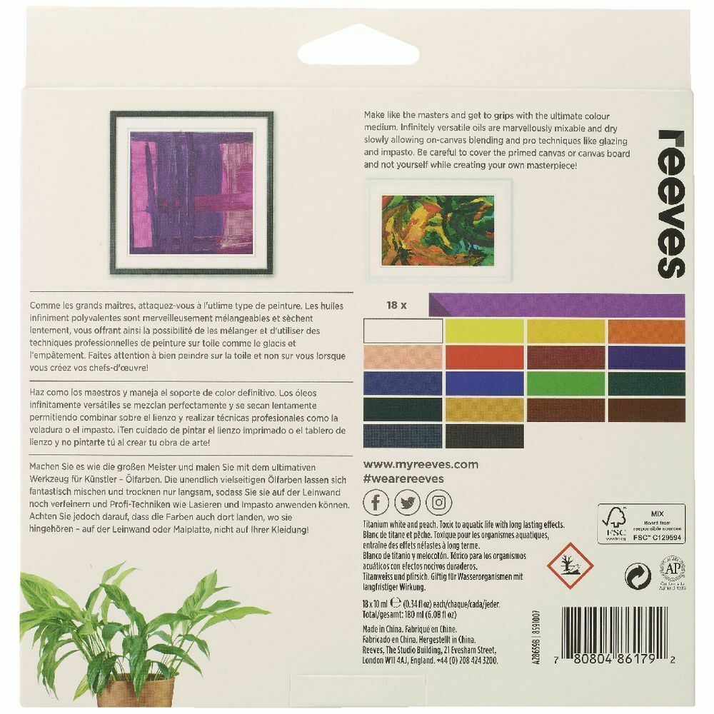 Reeves Oil Colour Paints 10ml - Set of 18 image