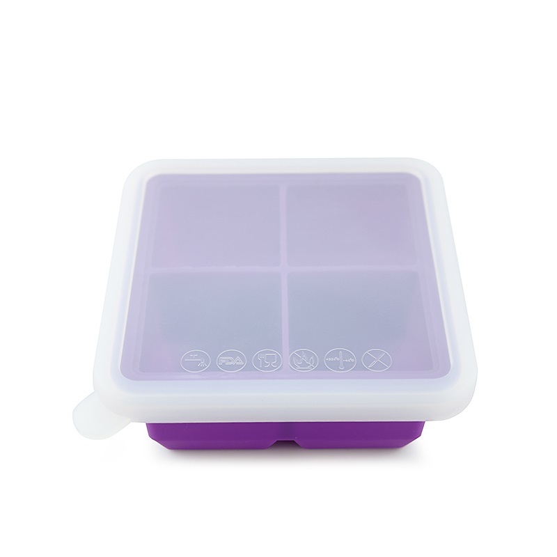 Haakaa: Silicone Baby Food Freezer Tray 4 with Lid - Purple image