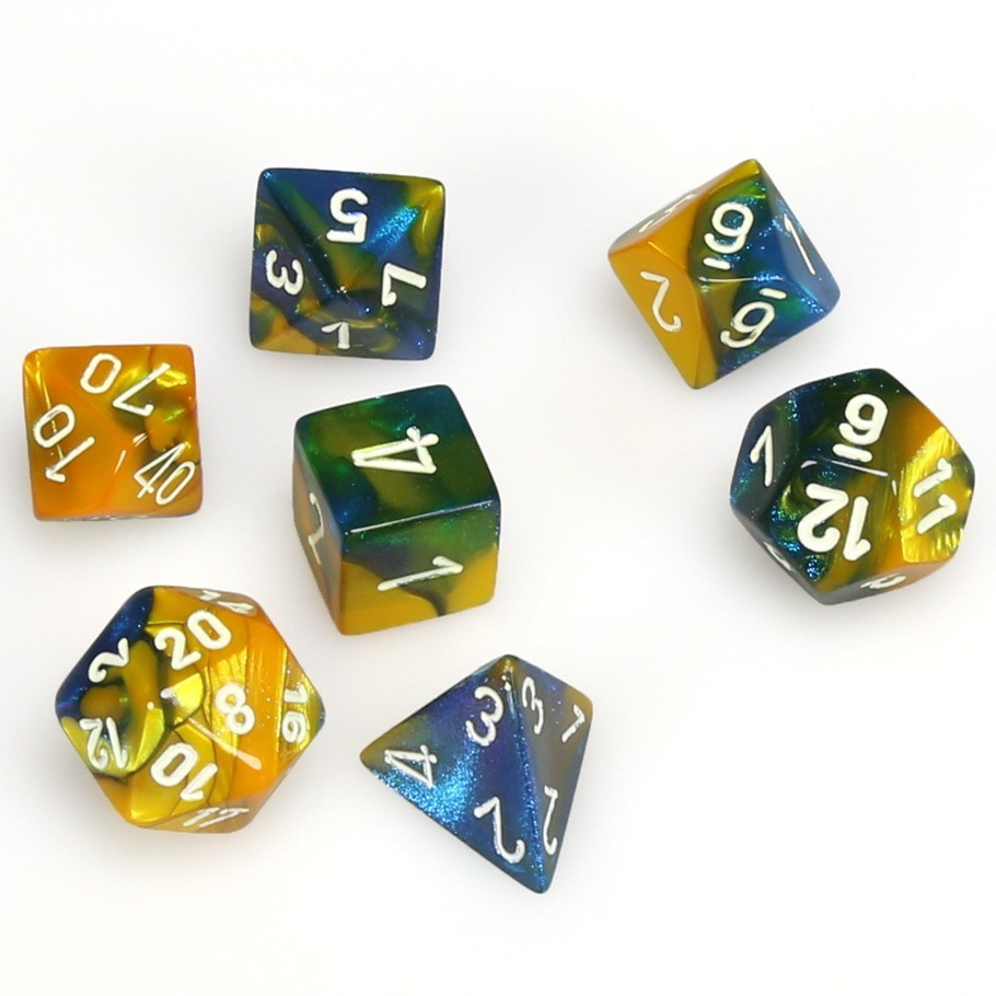 Chessex: Gemini Polyhedral Dice Set - Masquerade Yellow/White image