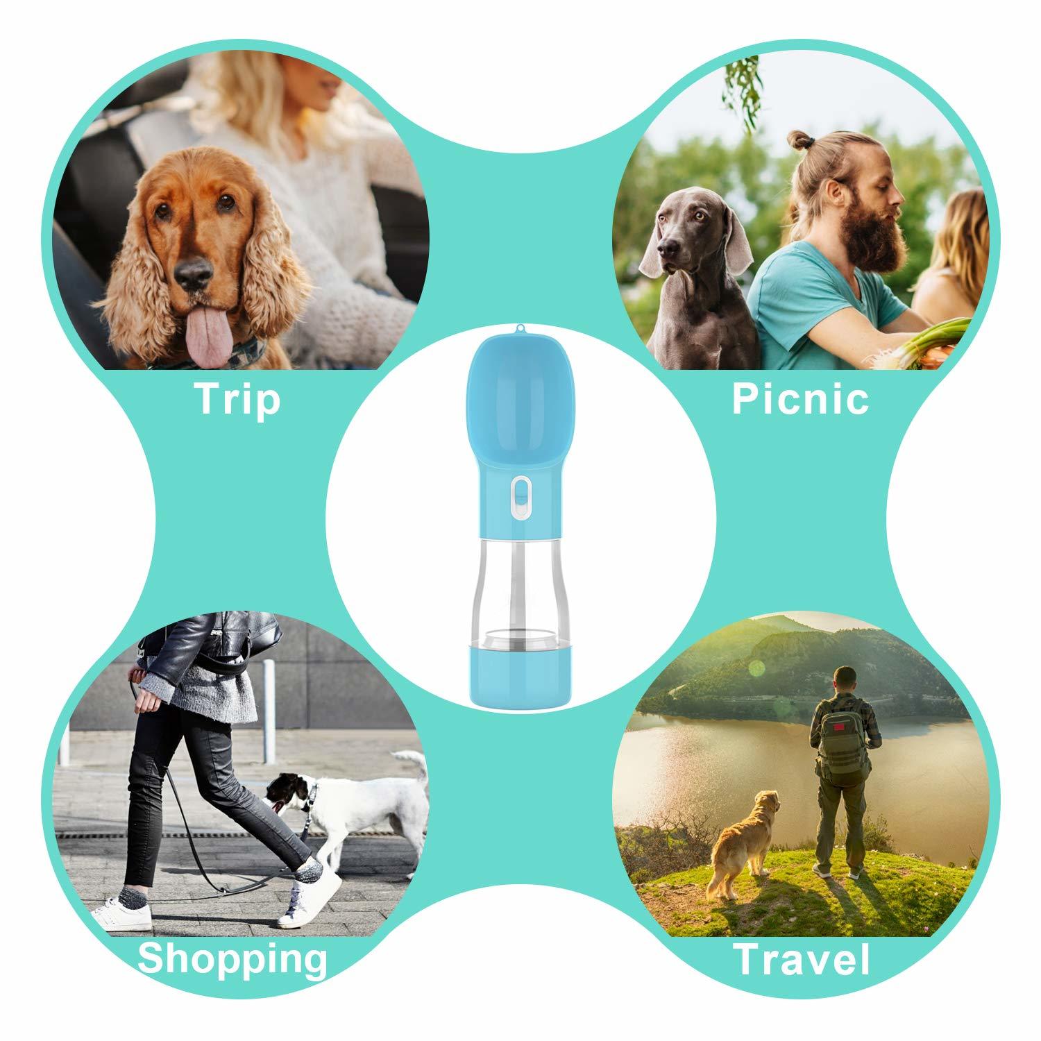 Pet Water Bottle With Snack Compartment - Blue image