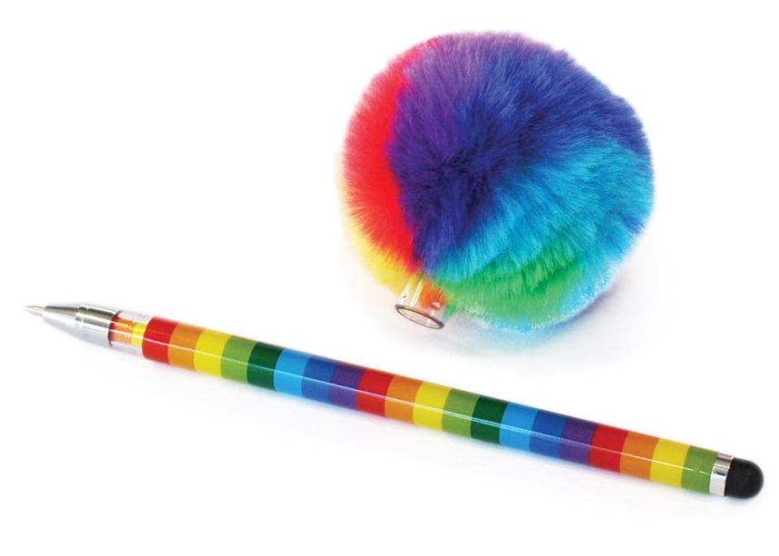 Pom Pom Pen With Stylus Rainbow Images at Mighty Ape NZ