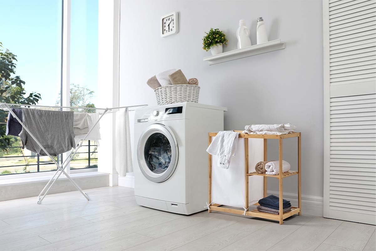 Ovela Bamboo Laundry Basket and Shelf at Mighty Ape NZ