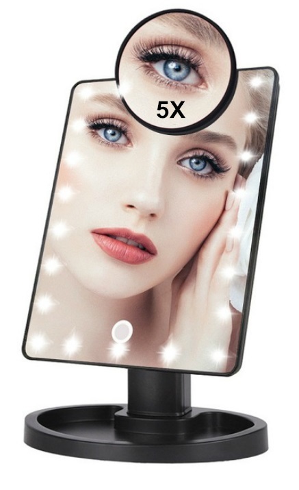 Induction LED 3-Colour Desktop Makeup Mirror - Black image