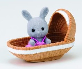 Sylvanian Families: Rabbit Baby with a Crib