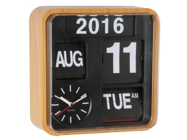 Karlsson: Calendar Clock Mini Flip - Wood (Small) image