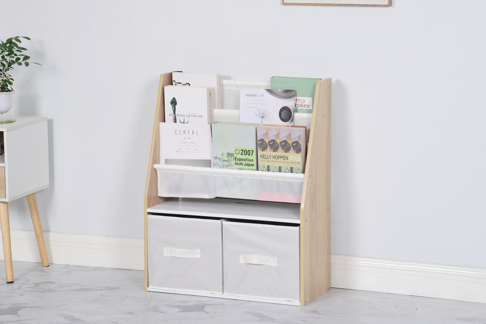 Buy Wooden Bookshelf with Storage Bins at Mighty Ape NZ