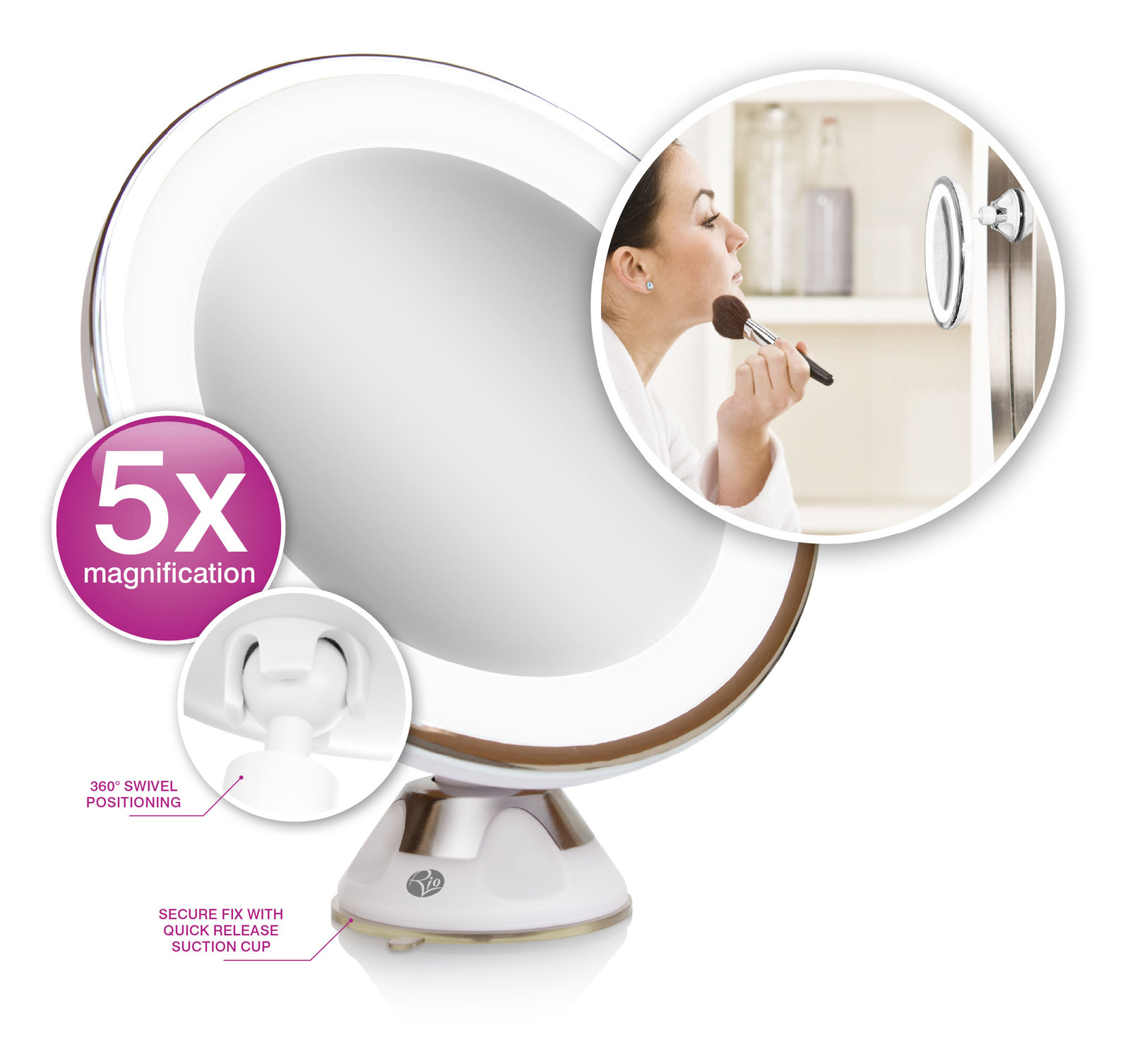 Multi Use LED Illuminated Makeup Mirror image