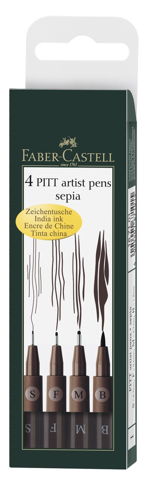 Faber-Castell: Pitt Artist Pens Sepia (Wallet of 4)