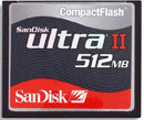 SanDisk CF Compact Flash Ultra II 512MB Memory SanDisk CF Compact Flash Ultra II 512MB Memory