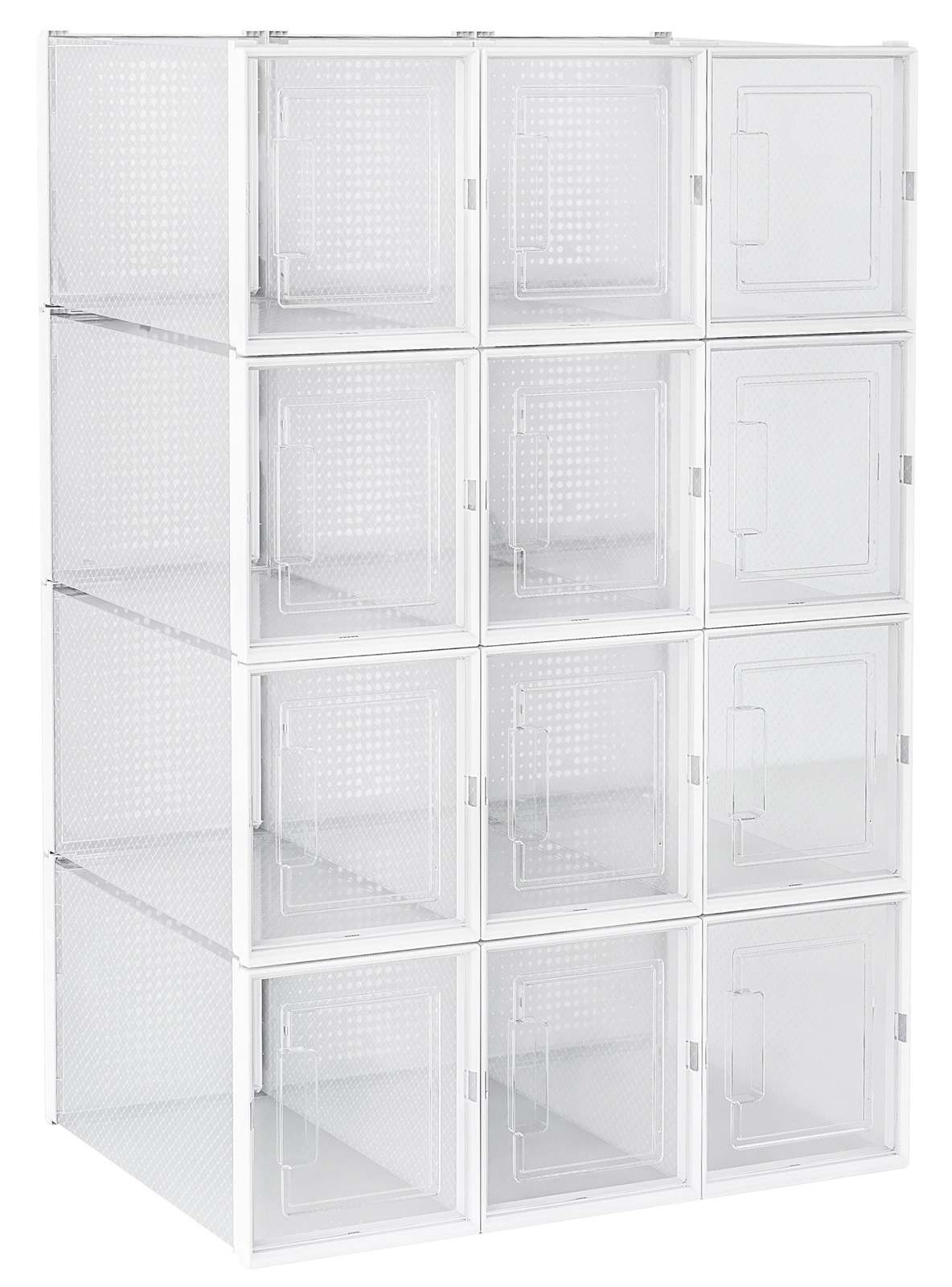 Ovela Set of 12 Click Shoe Storage Box (High Heel, Clear/White) at