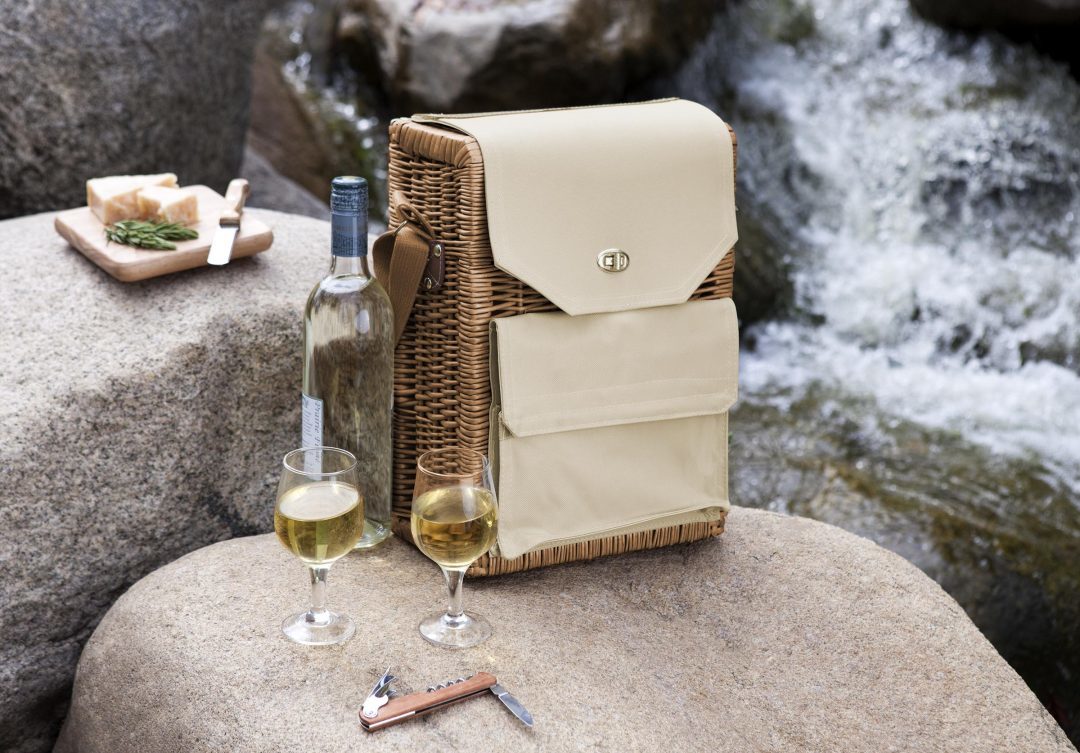 Picnic Time: Corsica Wine & Cheese Picnic Basket (Natural Willow) image