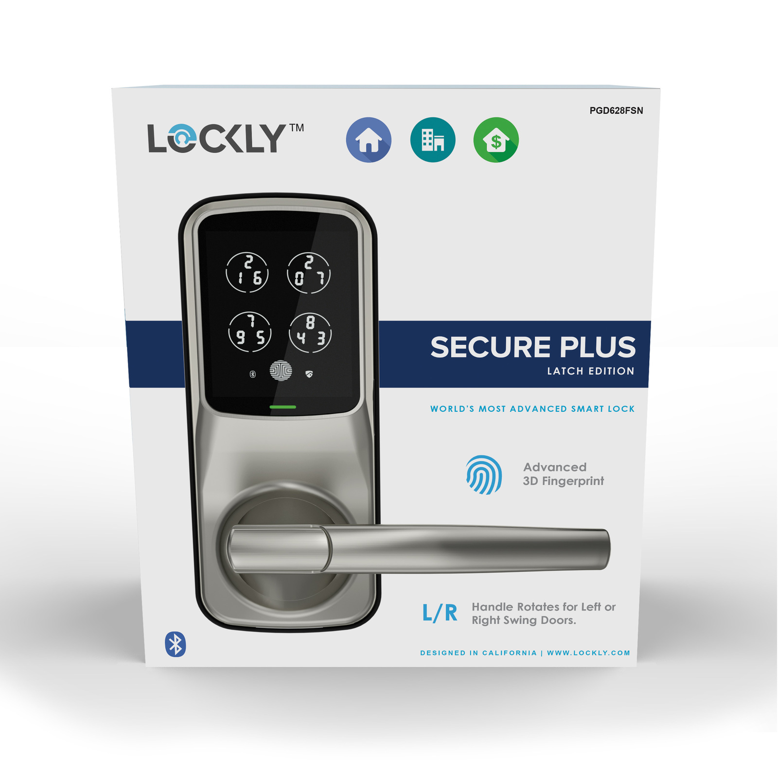 Lockly Secure Plus Latch Lock, Fingerprint, BT, Passcode Patent SN