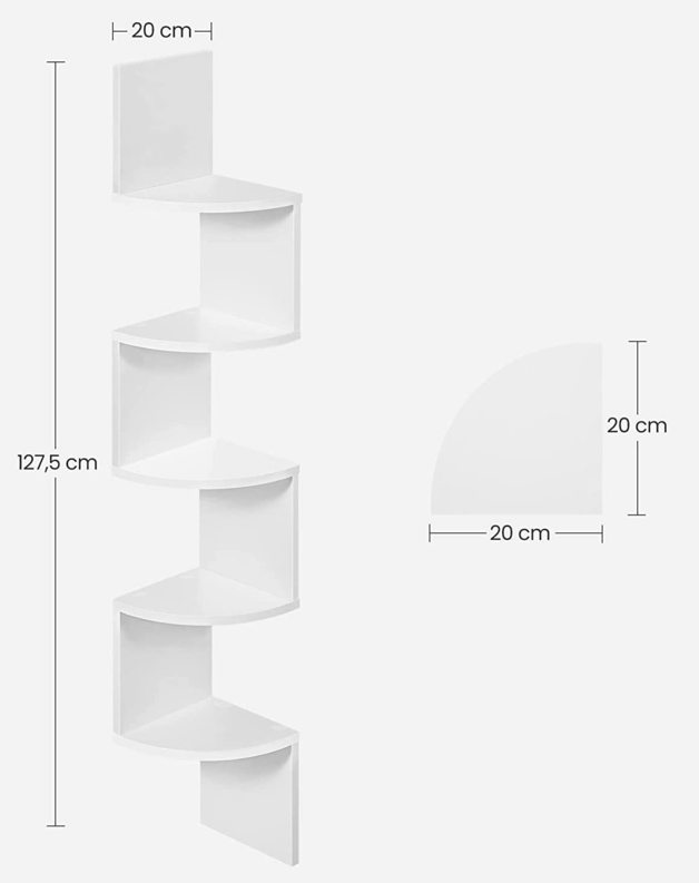 Buy Vasagle Floating Corner Shelf 5Tier (White) at Mighty Ape NZ