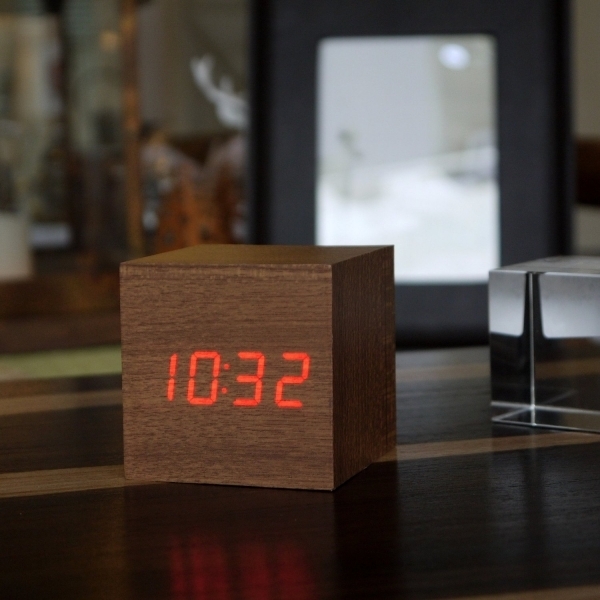 Wooden Grain Digital Voice Control Desk Alarm Clock Wood at Mighty