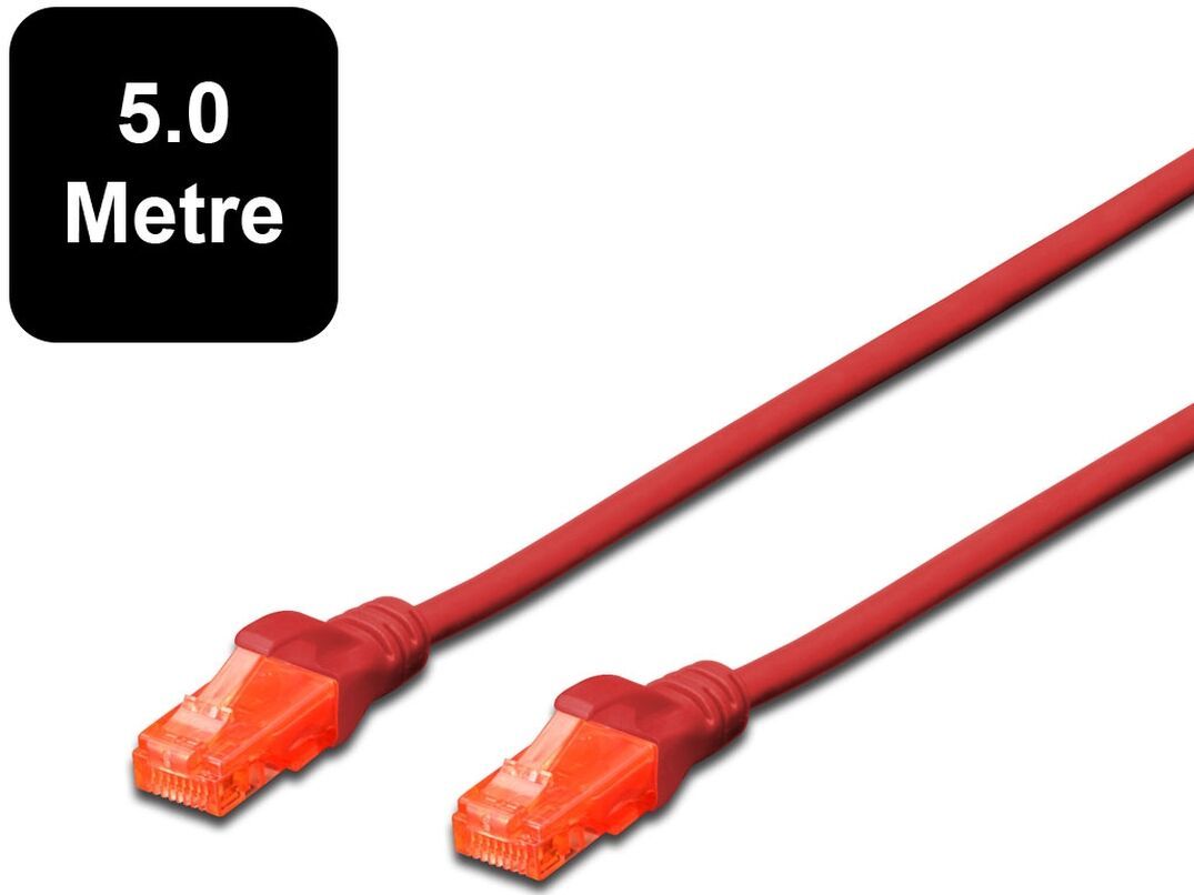 5m Digitus UTP Cat6 Network Cable - Red image