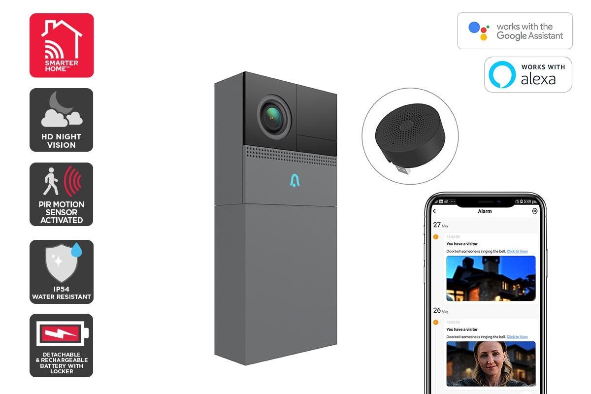 Kogan SmarterHome Security Camera Doorbell 2 Pro (Space Grey) at