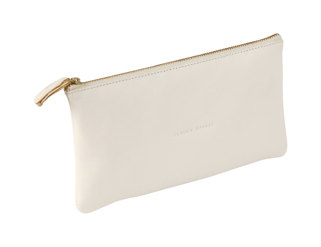 Clairefontaine: Flying Spirit Leather Pencil Case Flat - White