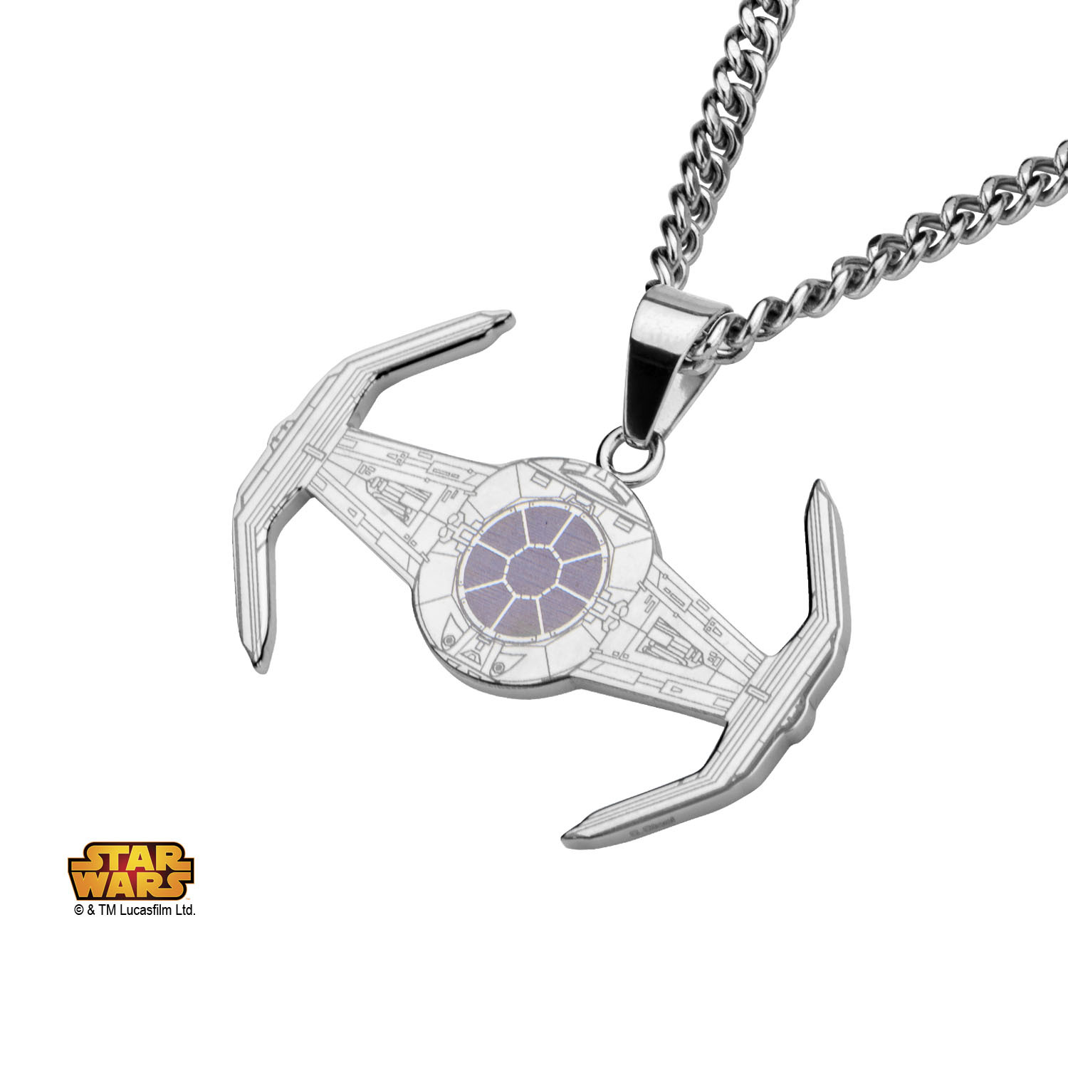 Star Wars Tie Fighter Etched Pendant Necklace image