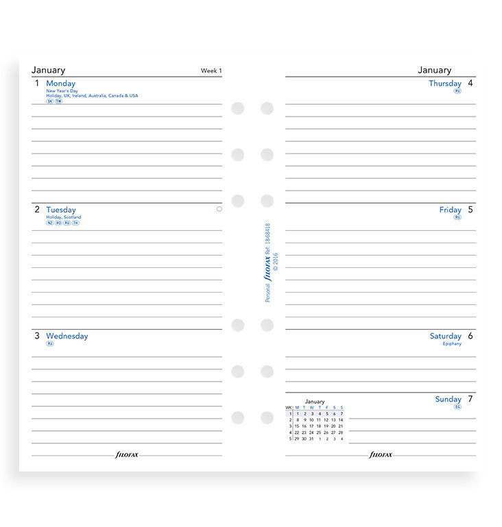 Filofax: Personal 2020 Refill - Week on Two Pages (Lined) image