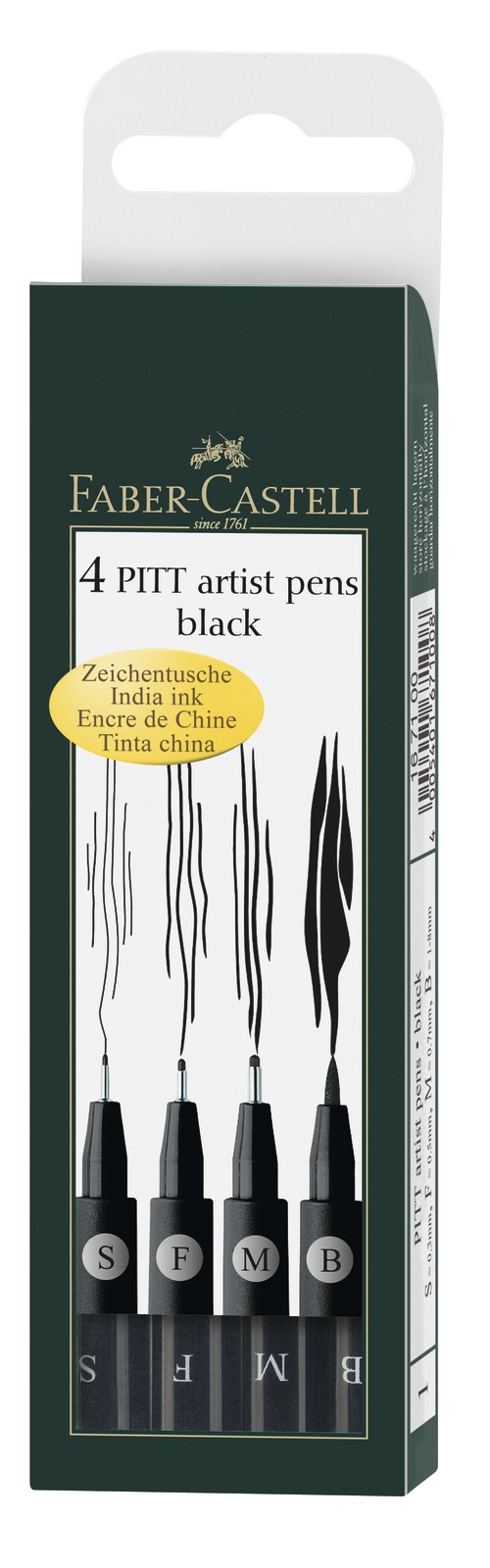 Faber-Castell: Pitt Artist Pens Black (Wallet of 4)