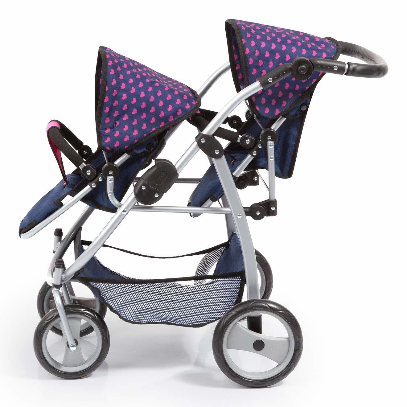 Bayer: Twin Tandem Doll Pram - Navy image