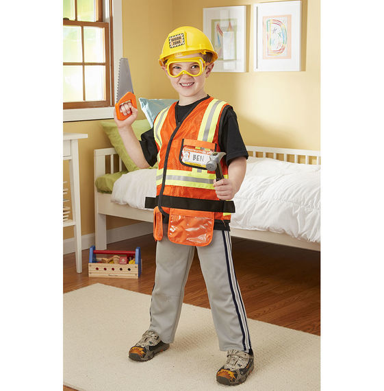 Melissa & Doug: Construction Worker Costume Role Play Set image