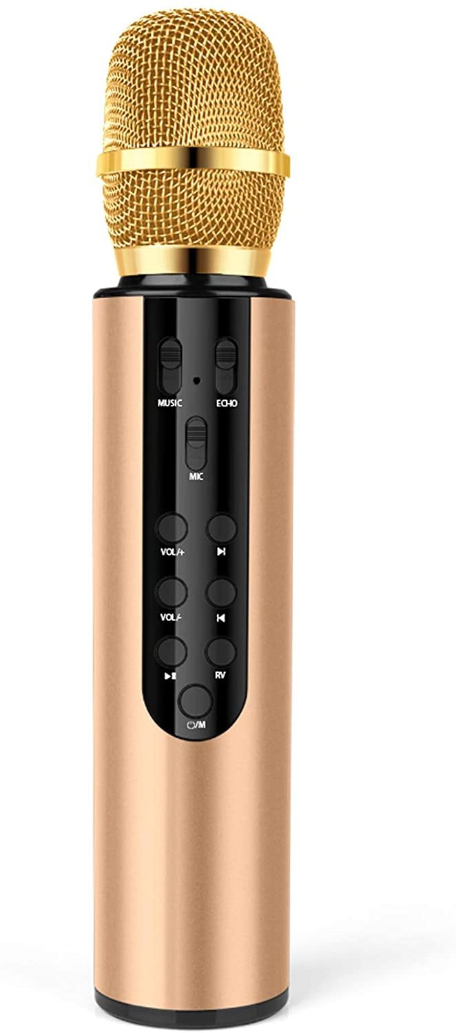 Karaoke Wireless Bluetooth Microphone for Android/iPhone/PC Gold at