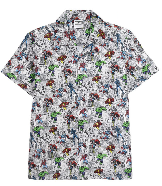 Marvel Coming Print Adult Button Up Shirt (Size XL) at Mighty Ape NZ
