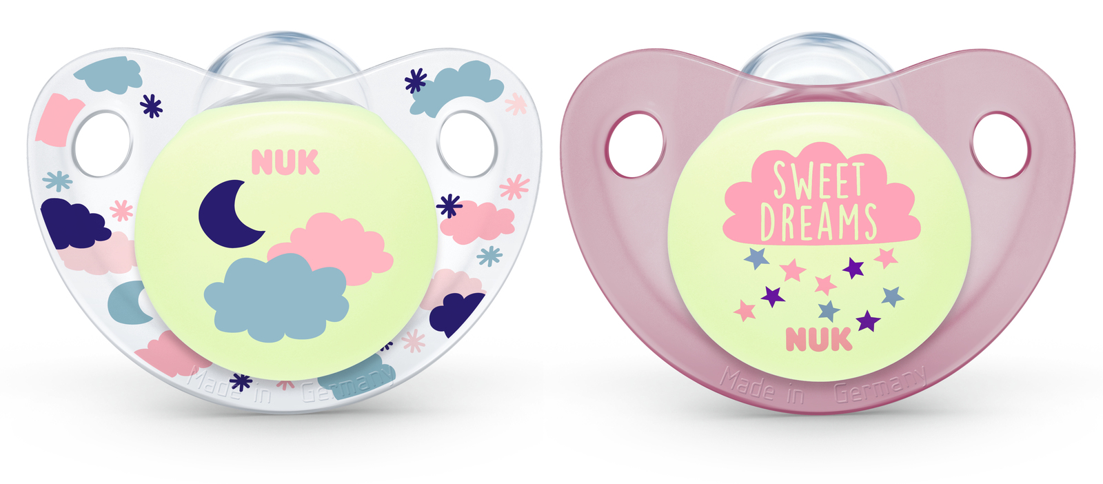 NUK: Night Soothers 6-18mths - 2 pack (Pink)