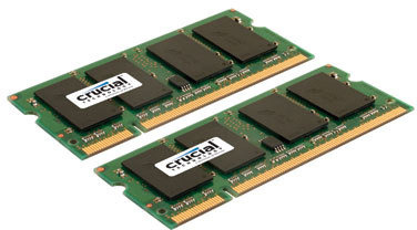 Crucial 4GB kit (2GBx2) 200-pin SODIMM DDR2 PC2-5300 NON-ECC image