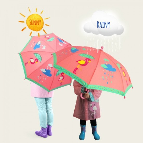 Kids Colour Changing Umbrella - Flamingo image