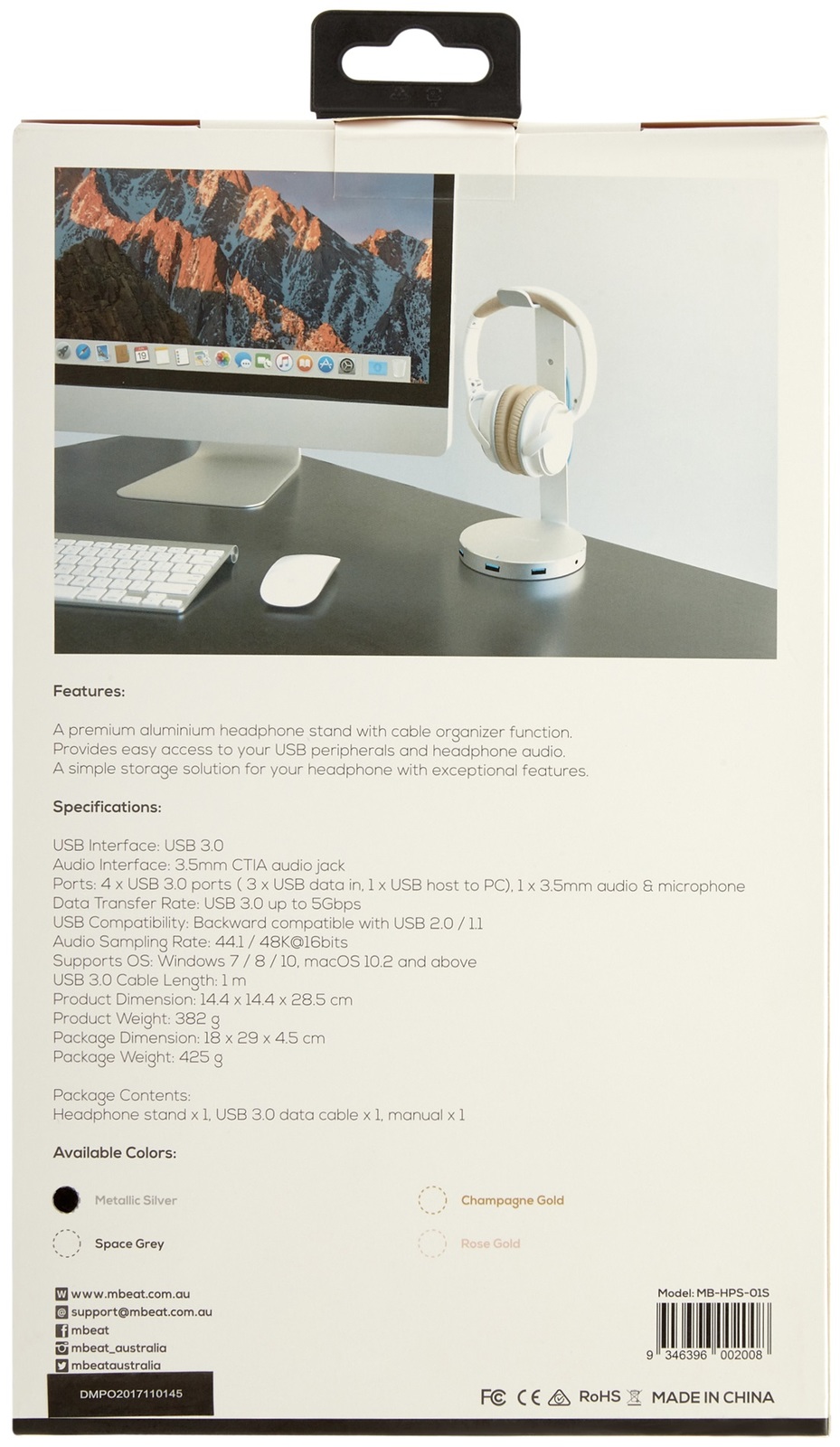 Zack Aluminum Headphone Stand + USB Hub image