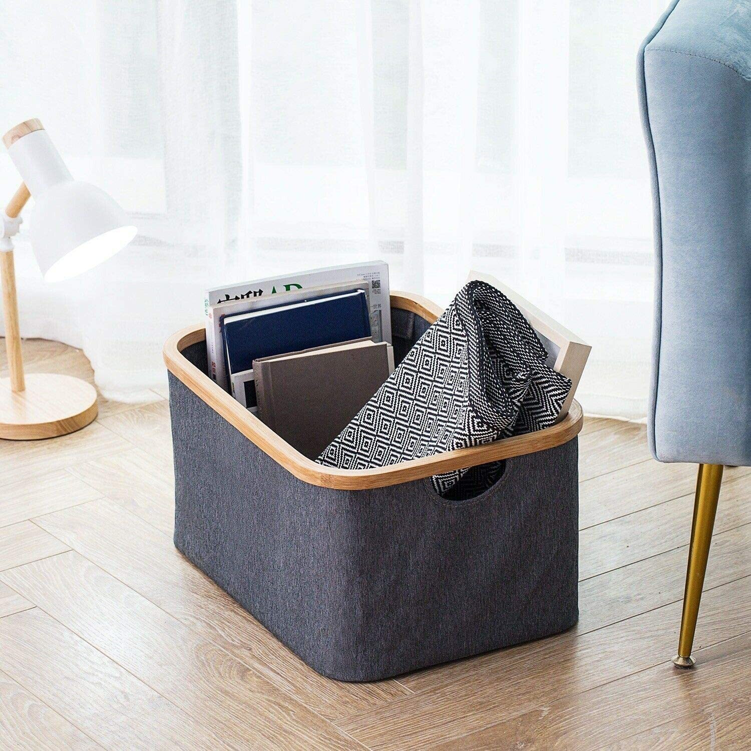 Bamboo Foldaway Storage Laundry Basket Grey at Mighty Ape NZ