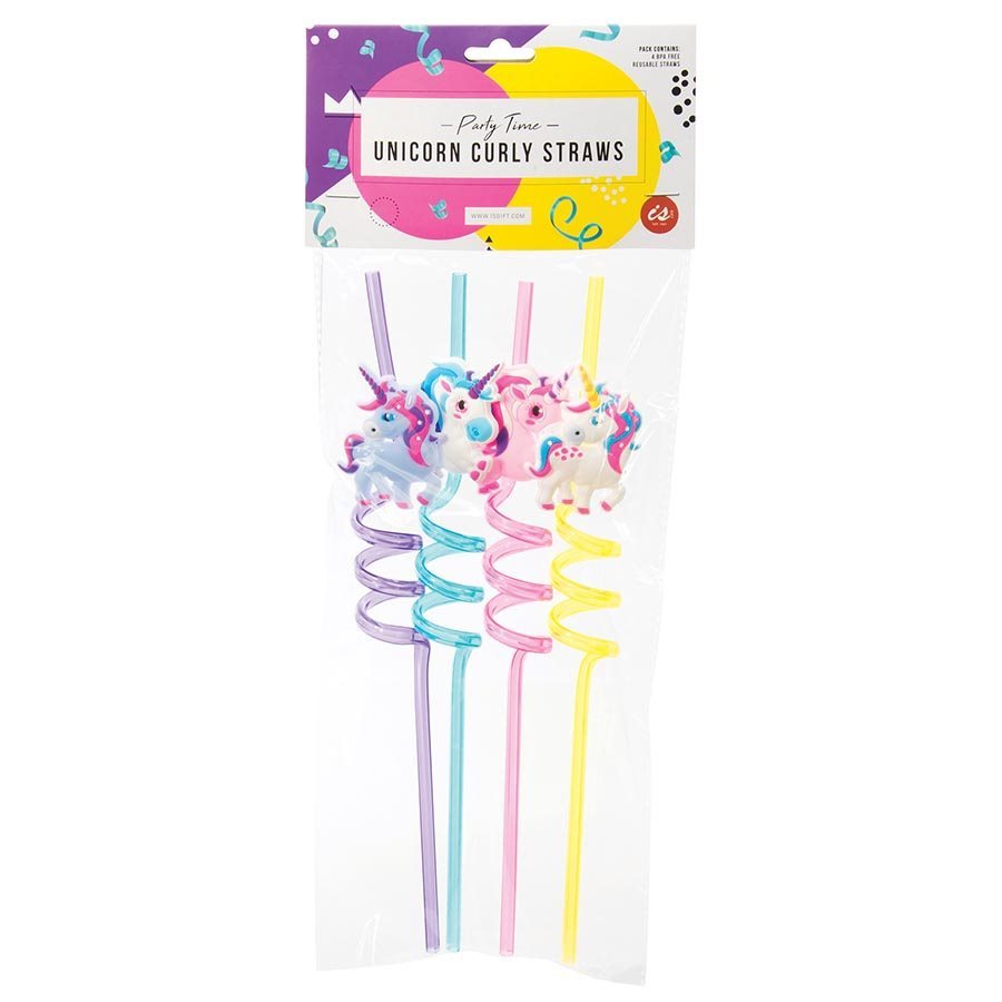 IS GIFT: Unicorn reuseable Curly Straws