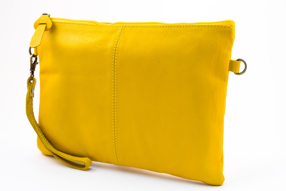 Millenium Paris: Paulette Large Clutch with Floral Lining - Yellow