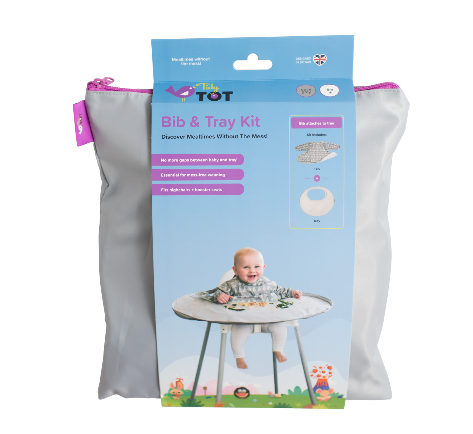 Tidy Tot: Bib & Tray Kit - Dove Grey image