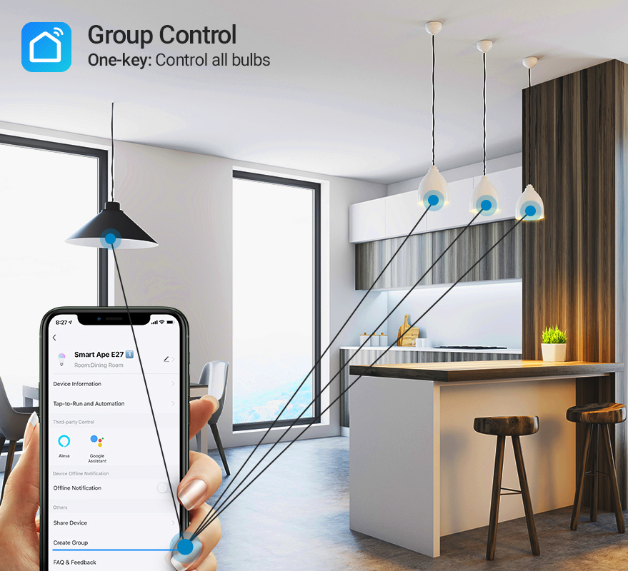 Smart Ape: 10W Colour & Warm/Cool White Smart Bulb (B22, Wi-Fi) - 2 Pack image