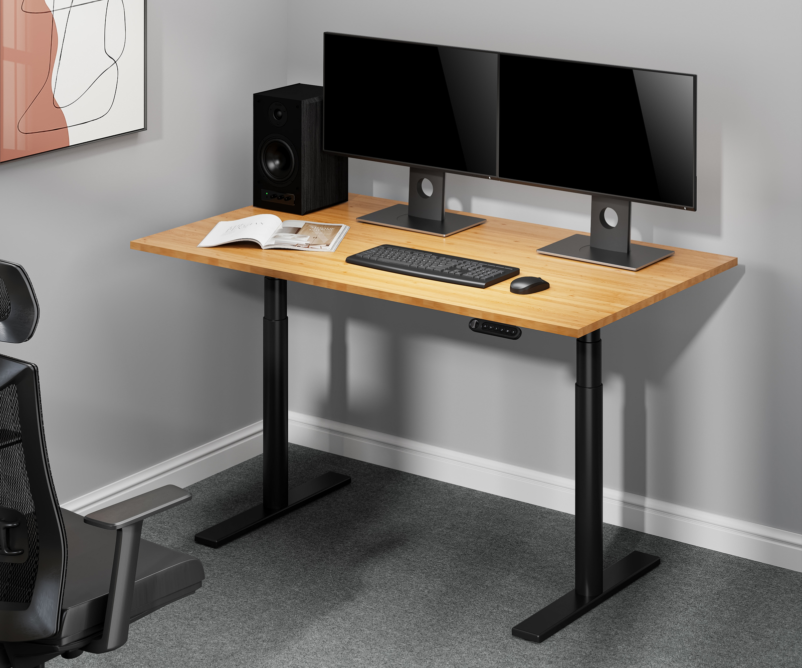 Buy Gorilla Office Height Adjustable Desk Black/OakN at Mighty Ape NZ