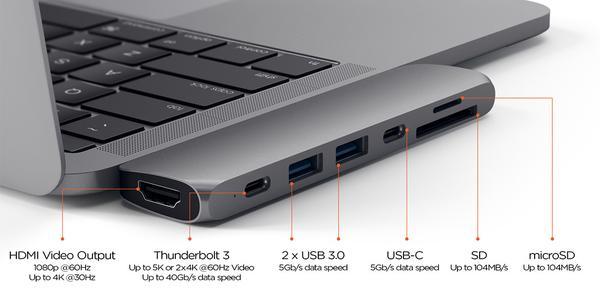 Satechi: Type-C Pro Hub w 4K HDMI & Thunderbolt 3 - Space Grey image